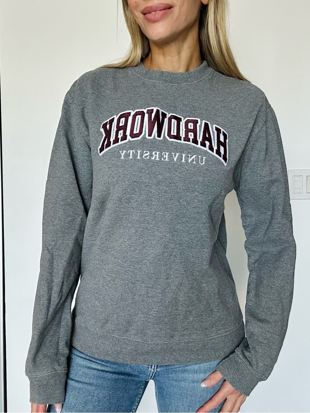 Gray Harvard University Crewneck Sweatshirt